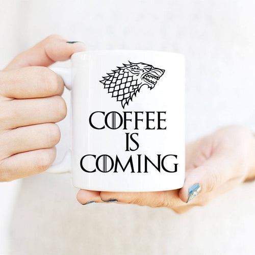 Game Of Thrones Mugs House Stark Of Winterfell Wolf Totem Pattern Mug Coffee Is Coming Coffee Milk Ceramics Cup