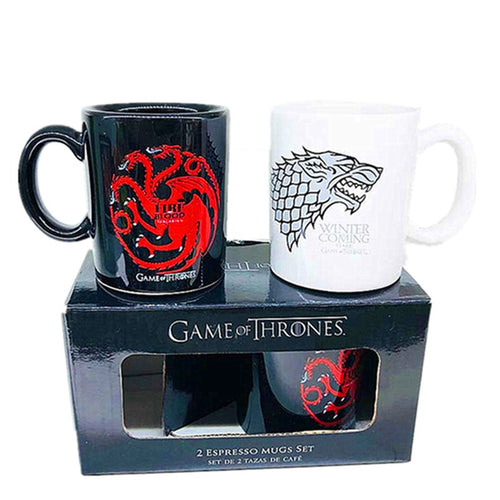 Game of Thrones Coffee Mugs Set Ceramic Cups and Mugs Winter Is Coming Fire and Blood Black and White Mark Drinkware